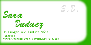 sara duducz business card