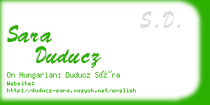 sara duducz business card